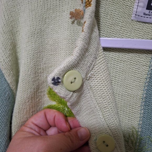 Vintage Storybook Knits Cardigan Sweater HSN St. Patrick's Clover Green Sz S - Picture 3 of 13